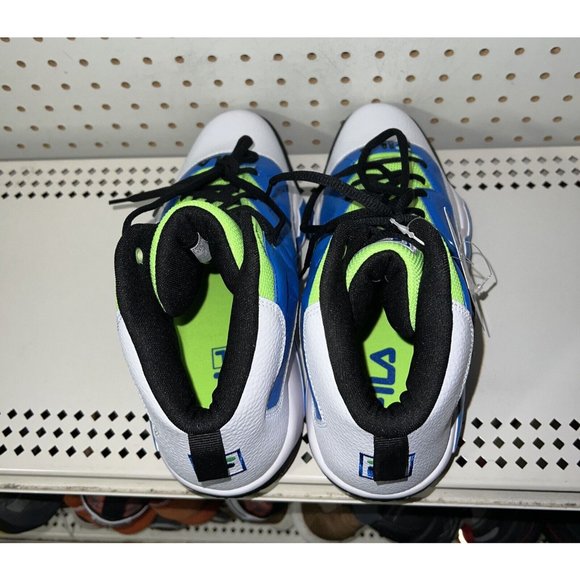 FILA MB Mens Basketball Shoes Size 9.5 White Blue Neon Green Jamal Mashburn - Picture 2 of 9
